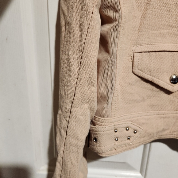 BLANKNYC Crepe Moto Beige Jacket NEW Punk Studded Grunge - Picture 8 of 8